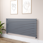 Riace Linea Dark Grey Anthracite Flat Designer Radiator 770x1800mm Single Panel 5215 BTU - Horizontal Bars