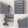 Riace Linea Dark Grey Anthracite Flat Designer Radiator 770x1800mm Single Panel 5215 BTU - Horizontal Bars