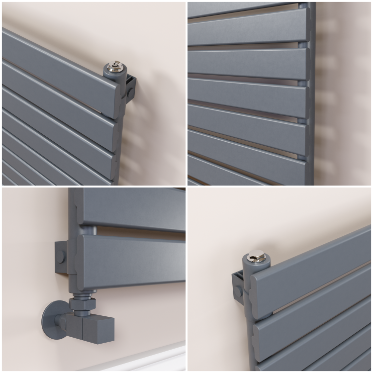 Riace Linea Dark Grey Anthracite Flat Designer Radiator 770x1800mm Single Panel 5215 BTU - Horizontal Bars