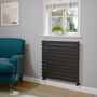 Riace Linea Midnight Black Flat Designer Radiator 770x800mm Single Panel 2430 BTU - Horizontal Bars