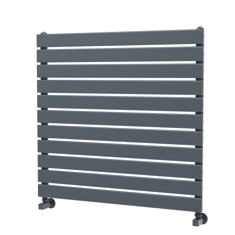 Riace Linea Dark Grey Anthracite Flat Designer Radiator 770x800mm Single Panel 2430 BTU - Horizontal Bars