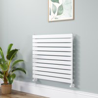 Riace Linea White Flat Designer Radiator 770x800mm Single Panel 2430 BTU - Horizontal Bars