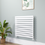 Riace Linea White Flat Designer Radiator 770x800mm Single Panel 2430 BTU - Horizontal Bars