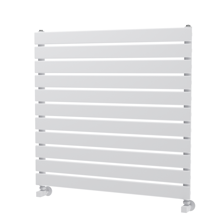 Riace Linea White Flat Designer Radiator 770x800mm Single Panel 2430 BTU - Horizontal Bars