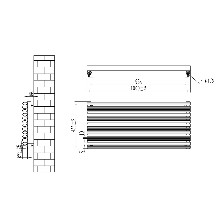 Ventura Midnight Black Oval Unique Designer Radiator 455x1000mm Single Panel 2249 BTU