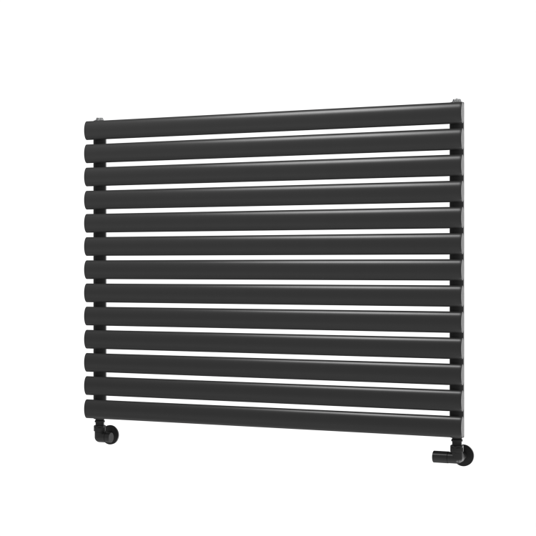 Sorrento Linea Midnight Black Oval Designer Radiator 767x1000mm Single Panel 3147 BTU - Horizontal Bars