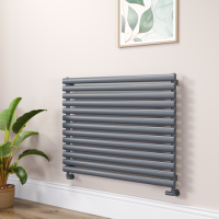 Sorrento Linea Dark Grey Anthracite Oval Designer Radiator 767x1000mm Single Panel 3147 BTU - Horizontal Bars