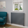 Sorrento Linea Dark Grey Anthracite Oval Designer Radiator 767x1000mm Single Panel 3147 BTU - Horizontal Bars
