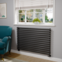 Sorrento Linea Midnight Black Oval Designer Radiator 767x1200mm Single Panel 3724 BTU - Horizontal Bars