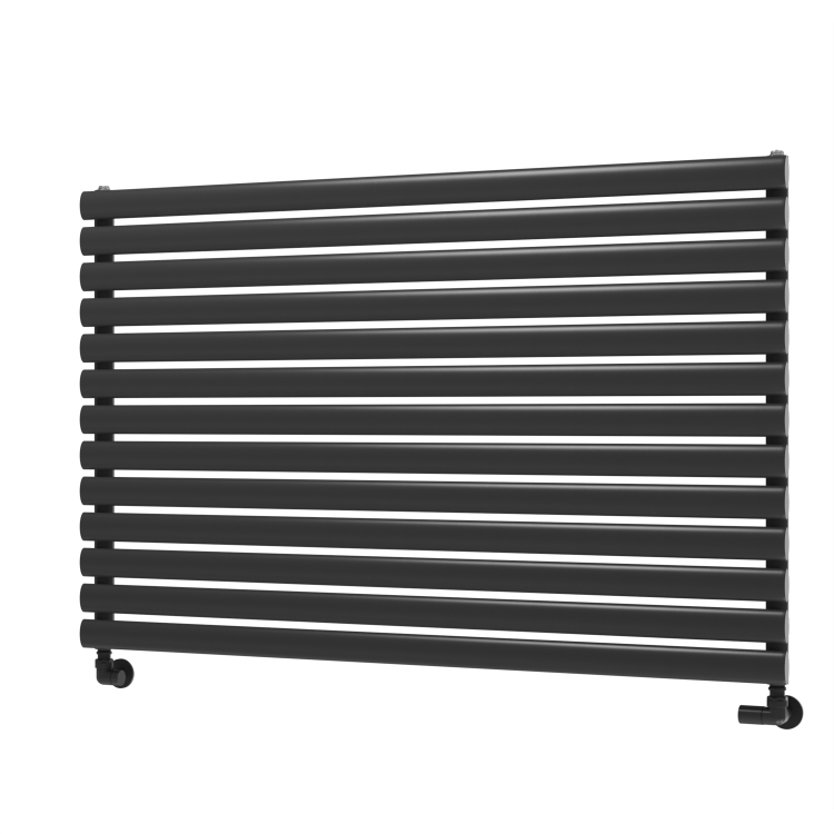 Sorrento Linea Midnight Black Oval Designer Radiator 767x1200mm Single Panel 3724 BTU - Horizontal Bars