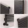 Ravello Midnight Black Square Designer Radiator 585x1200mm Single Panel 3287 BTU