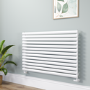 Sorrento Linea White Oval Designer Radiator 767x1200mm Single Panel 3724 BTU - Horizontal Bars