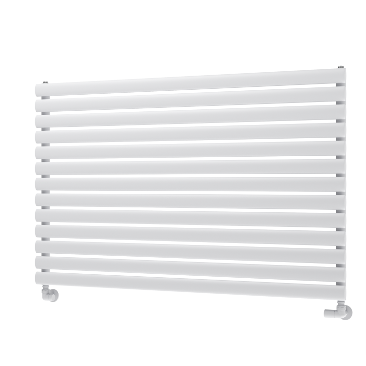 Sorrento Linea White Oval Designer Radiator 767x1200mm Single Panel 3724 BTU - Horizontal Bars