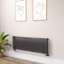 Ventura Midnight Black Oval Unique Designer Radiator 455x1400mm Single Panel 3420 BTU
