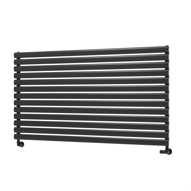 Sorrento Linea Midnight Black Oval Designer Radiator 767x1400mm Single Panel 4311 BTU - Horizontal Bars