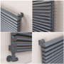 Ventura Dark Grey Anthracite Oval Unique Designer Radiator 455x1400mm Single Panel 3420 BTU