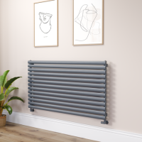 Sorrento Linea Dark Grey Anthracite Oval Designer Radiator 767x1400mm Single Panel 4311 BTU - Horizontal Bars