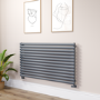 Sorrento Linea Dark Grey Anthracite Oval Designer Radiator 767x1400mm Single Panel 4311 BTU - Horizontal Bars