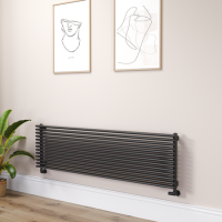 Ventura Midnight Black Oval Unique Designer Radiator 455x1600mm Single Panel 4007 BTU