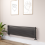 Ventura Midnight Black Oval Unique Designer Radiator 455x1600mm Single Panel 4007 BTU