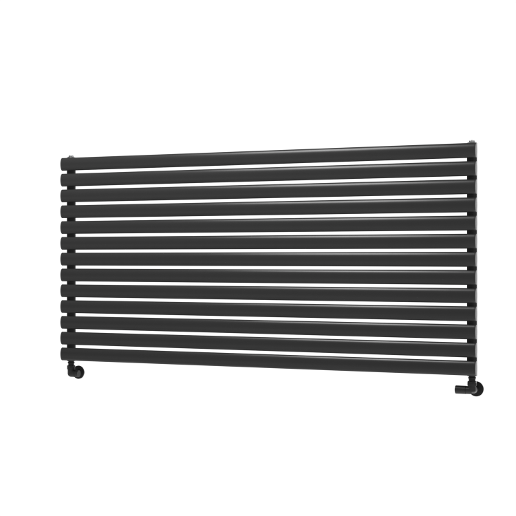 Sorrento Linea Midnight Black Oval Designer Radiator 767x1600mm Single Panel 4915 BTU - Horizontal Bars
