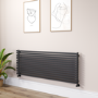Ravello Midnight Black Square Designer Radiator 585x1600mm Single Panel 4266 BTU