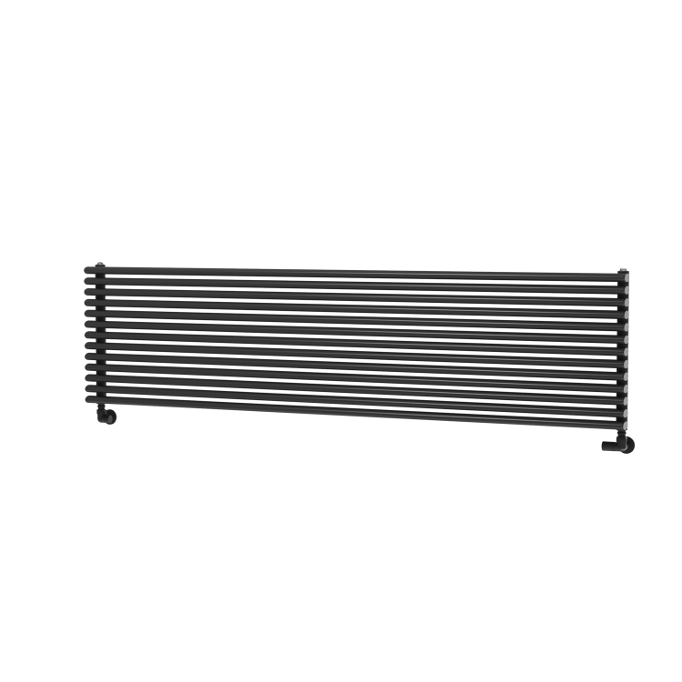 Ventura Midnight Black Oval Unique Designer Radiator 455x1800mm Single Panel 4594 BTU
