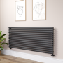 Sorrento Linea Midnight Black Oval Designer Radiator 767x1800mm Single Panel 5532 BTU - Horizontal Bars