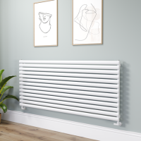 Sorrento Linea White Oval Designer Radiator 767x1800mm Single Panel 5532 BTU - Horizontal Bars
