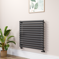 Sorrento Linea Midnight Black Oval Designer Radiator 767x800mm Single Panel 2577 BTU - Horizontal Bars