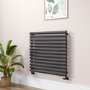 Sorrento Linea Midnight Black Oval Designer Radiator 767x800mm Single Panel 2577 BTU - Horizontal Bars
