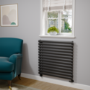 Sorrento Linea Midnight Black Oval Designer Radiator 767x800mm Single Panel 2577 BTU - Horizontal Bars