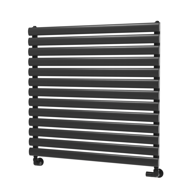 Sorrento Linea Midnight Black Oval Designer Radiator 767x800mm Single Panel 2577 BTU - Horizontal Bars