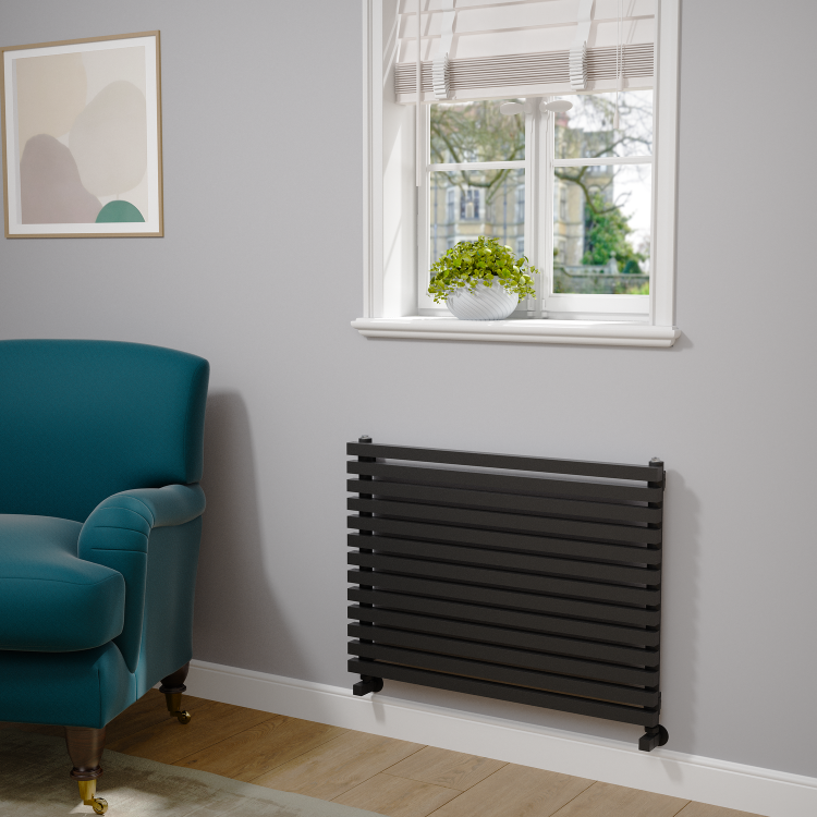 Ravello Midnight Black Square Designer Radiator 585x800mm Single Panel 2276 BTU