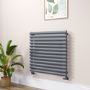 Sorrento Linea Dark Grey Anthracite Oval Designer Radiator 767x800mm Single Panel 2577 BTU - Horizontal Bars