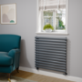 Sorrento Linea Dark Grey Anthracite Oval Designer Radiator 767x800mm Single Panel 2577 BTU - Horizontal Bars