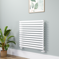 Sorrento Linea White Oval Designer Radiator 767x800mm Single Panel 2577 BTU - Horizontal Bars