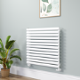 Sorrento Linea White Oval Designer Radiator 767x800mm Single Panel 2577 BTU - Horizontal Bars