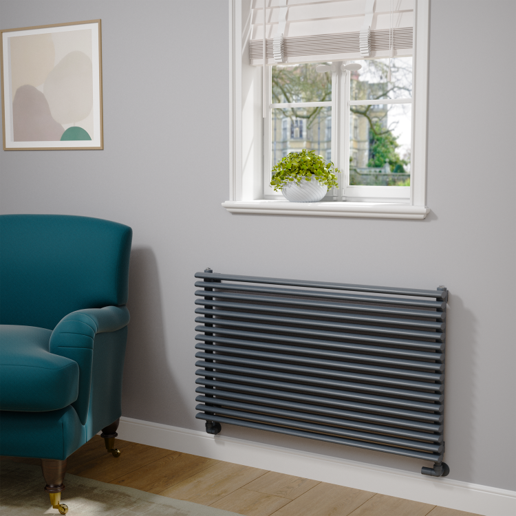 Ventura Dark Grey Anthracite Oval Unique Designer Radiator 595x1000mm Single Panel 3072 BTU
