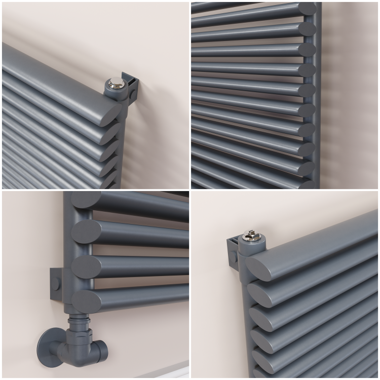 Ventura Dark Grey Anthracite Oval Unique Designer Radiator 595x1200mm Single Panel 3785 BTU