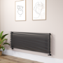 Ventura Midnight Black Oval Unique Designer Radiator 595x1600mm Single Panel 5212 BTU