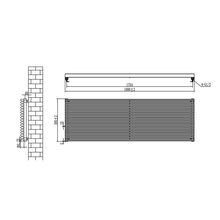 Ventura Midnight Black Oval Unique Designer Radiator 595x1800mm Single Panel 5928 BTU