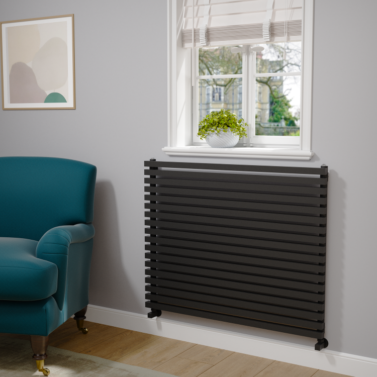 Ravello Midnight Black Square Designer Radiator 810x1000mm Single Panel 3860 BTU