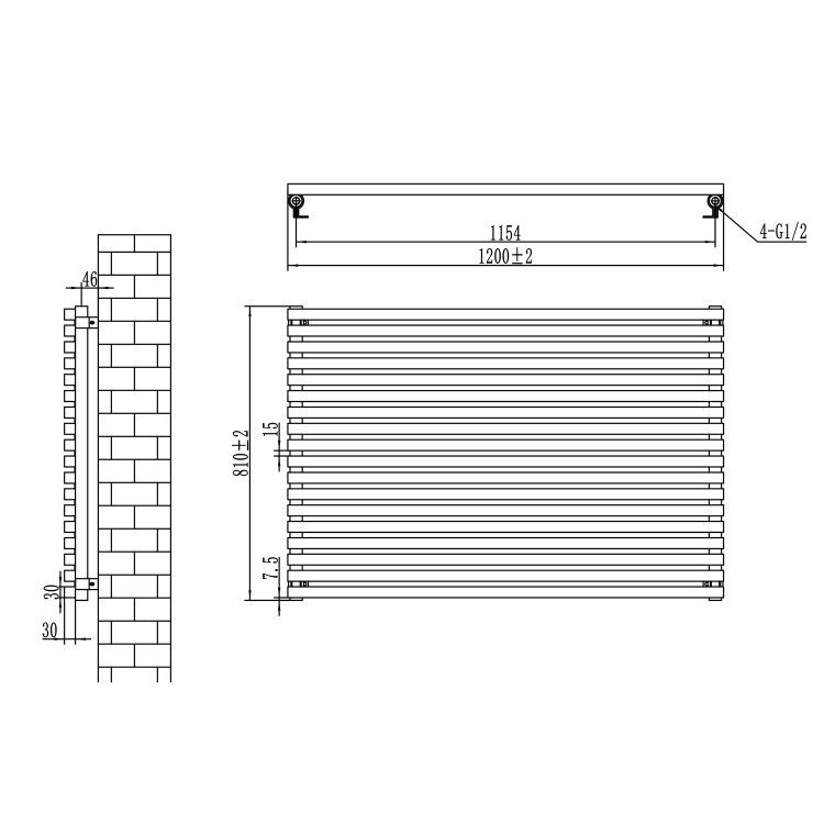 Ravello White Square Designer Radiator 810x1200mm Single Panel 4553 BTU