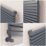 Ravello Dark Grey Anthracite Square Designer Radiator 810x1600mm Single Panel 5908 BTU