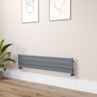 Riace Linea Dark Grey Anthracite Flat Designer Radiator 280x1400mm Single Panel 1481 BTU - Horizontal Bars