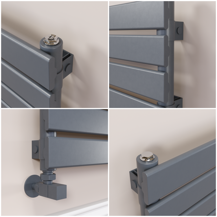 Riace Linea Dark Grey Anthracite Flat Designer Radiator 280x1400mm Single Panel 1481 BTU - Horizontal Bars