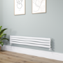Riace Linea White Flat Designer Radiator 280x1600mm Single Panel 1686 BTU - Horizontal Bars