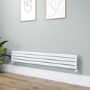 Riace Linea White Flat Designer Radiator 280x1800mm Single Panel 1898 BTU - Horizontal Bars