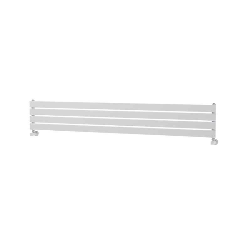 Riace Linea White Flat Designer Radiator 280x1800mm Single Panel 1898 BTU - Horizontal Bars